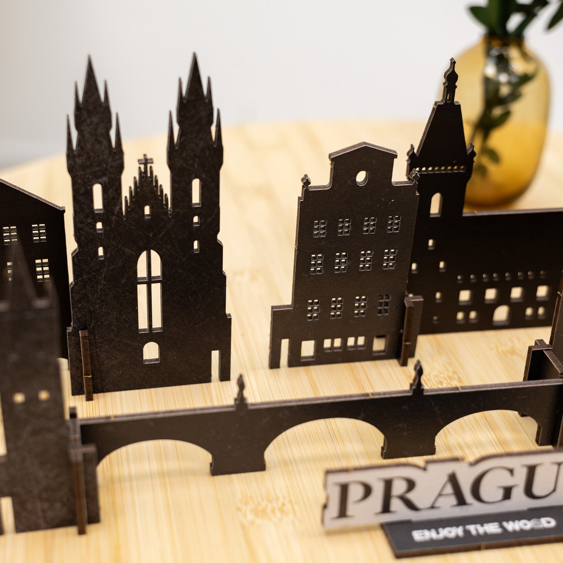 Prague Wooden City Skyline Model – Decorative Travel Keepsake