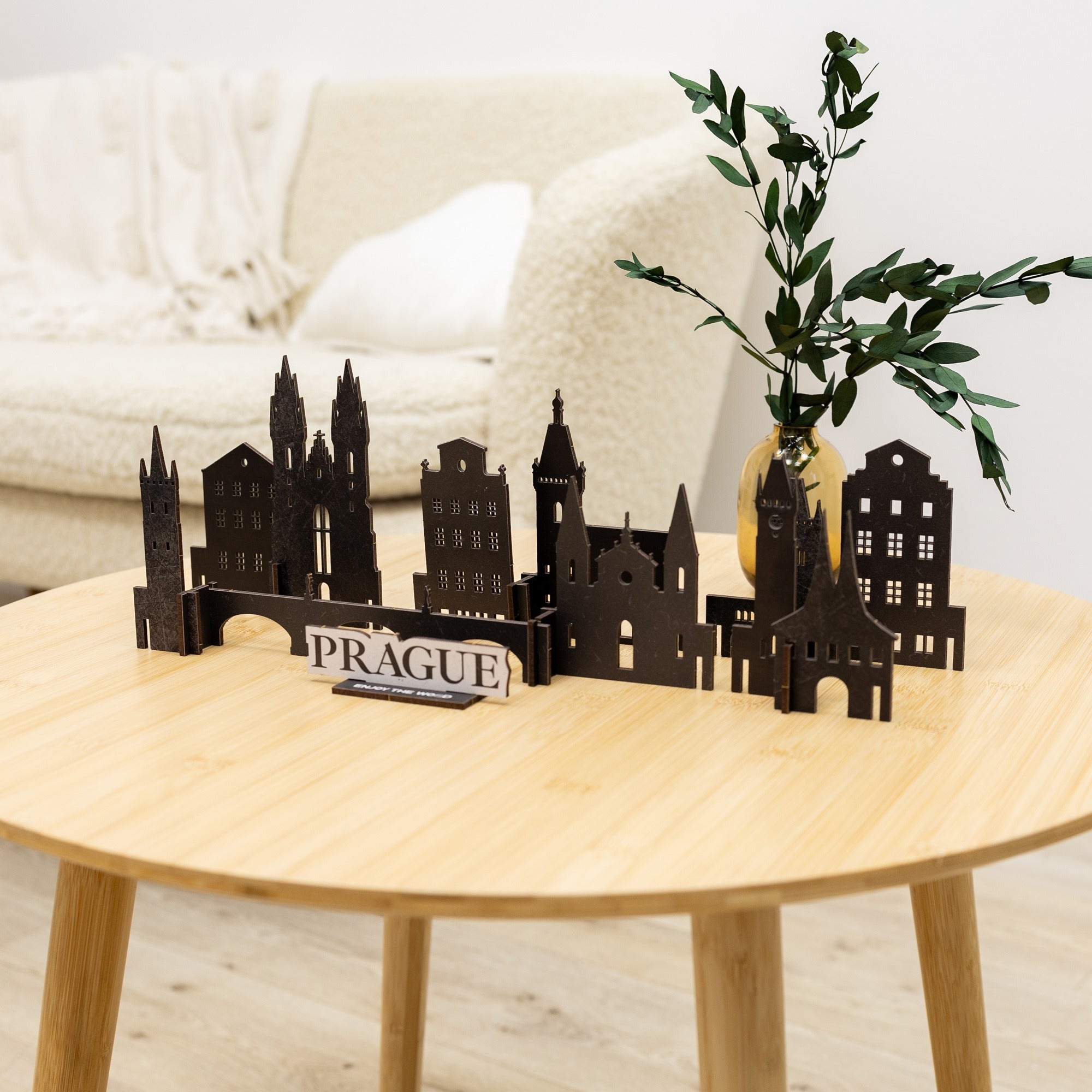 Prague Wooden City Skyline Model – Decorative Travel Keepsake