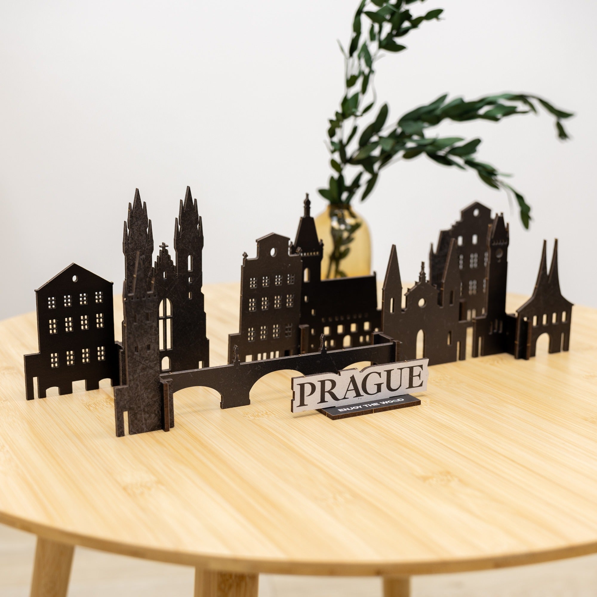 Prague Wooden City Skyline Model – Decorative Travel Keepsake