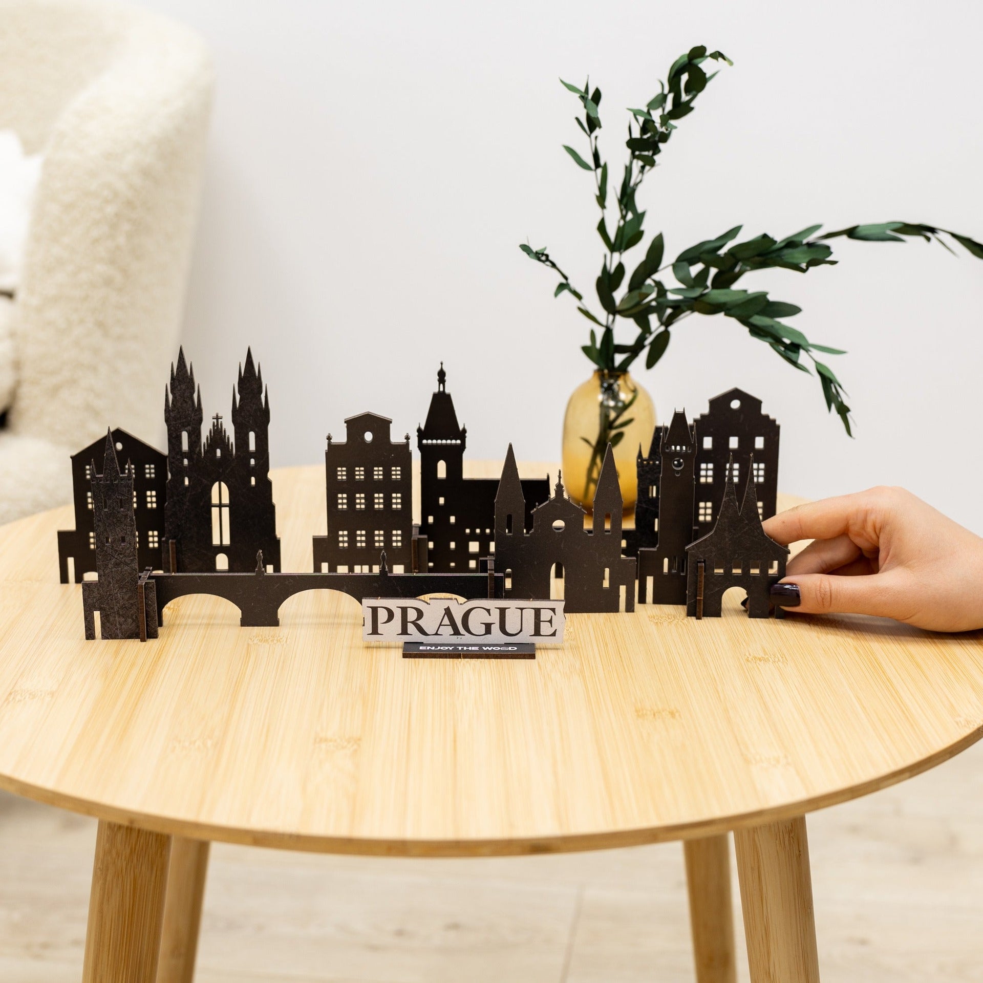 Prague Wooden City Skyline Model – Decorative Travel Keepsake