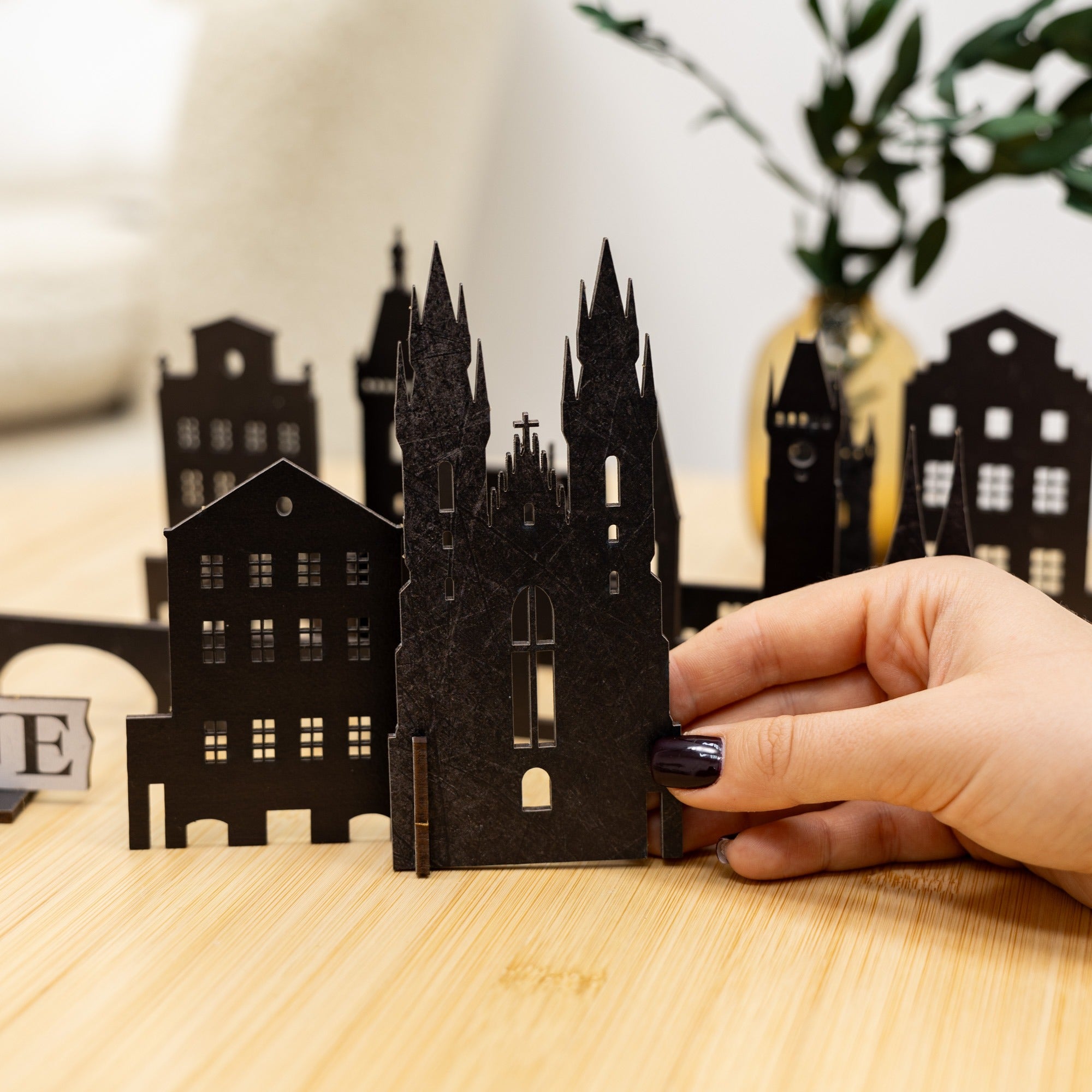 Prague Wooden City Skyline Model – Decorative Travel Keepsake