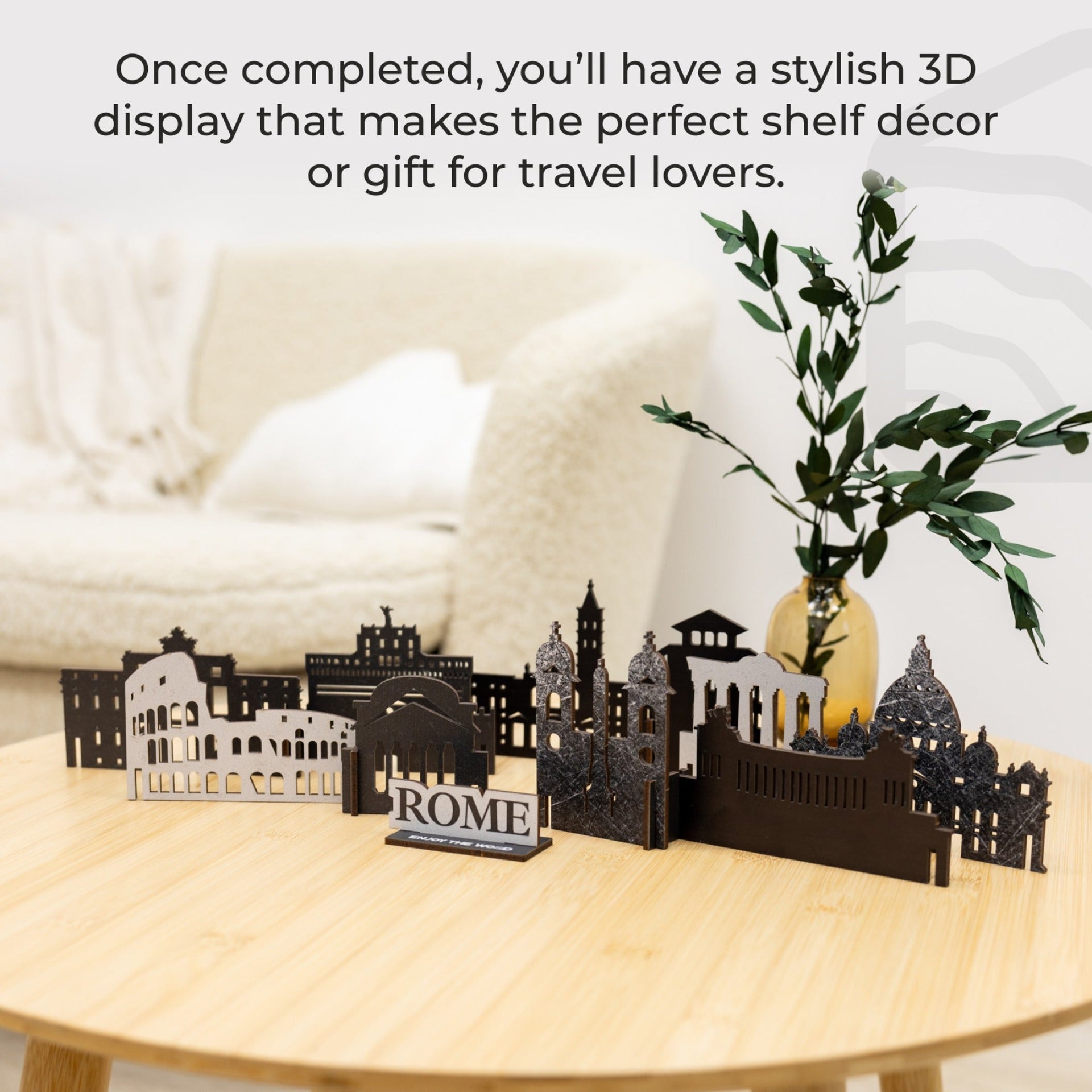 Wooden Rome City Skyline Decor Model – Travel Souvenir Gift
