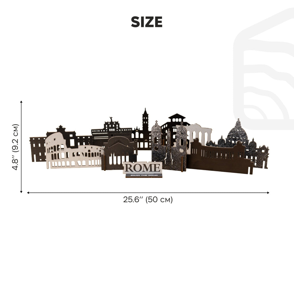 Wooden Rome City Skyline Decor Model – Travel Souvenir Gift