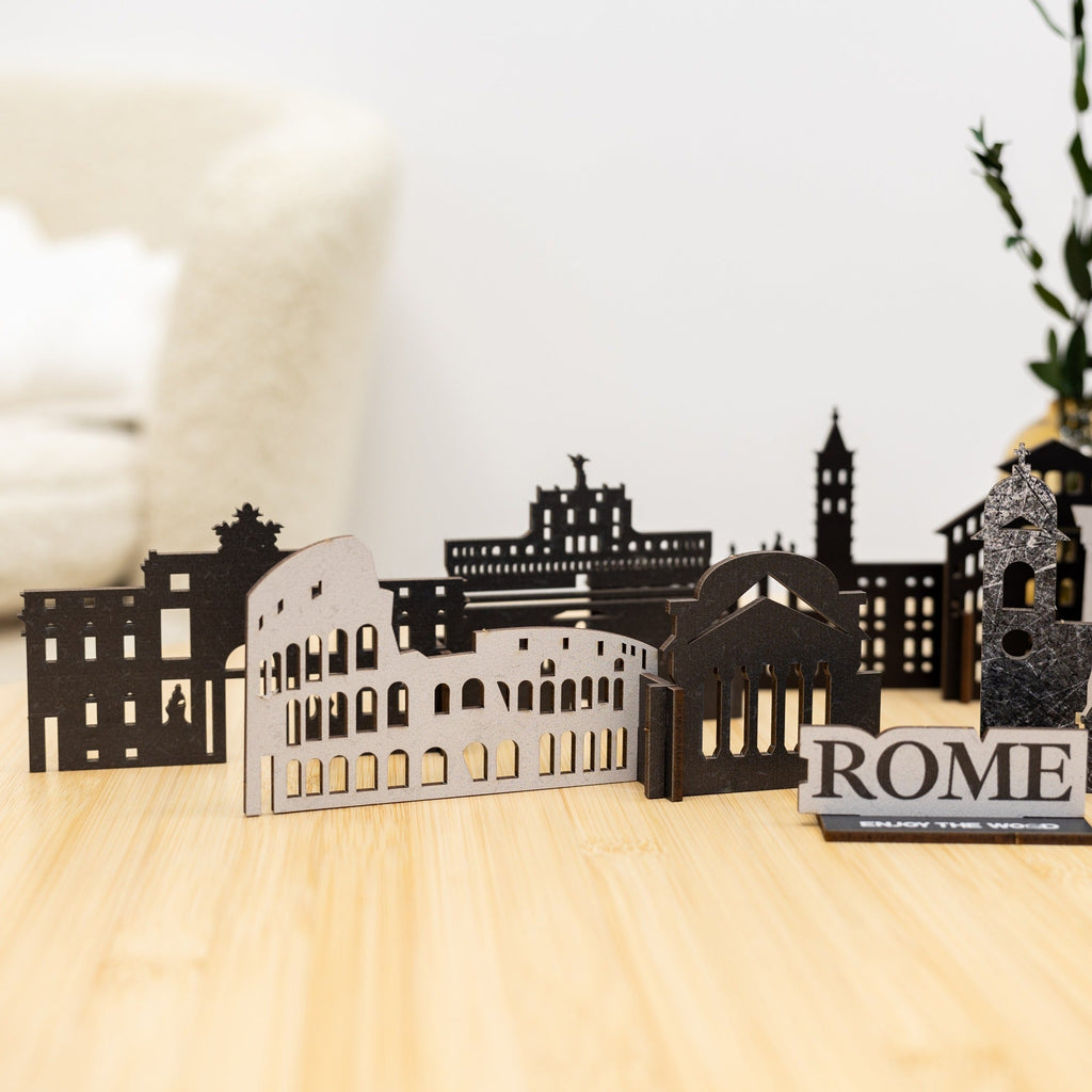 Wooden Rome City Skyline Decor Model – Travel Souvenir Gift