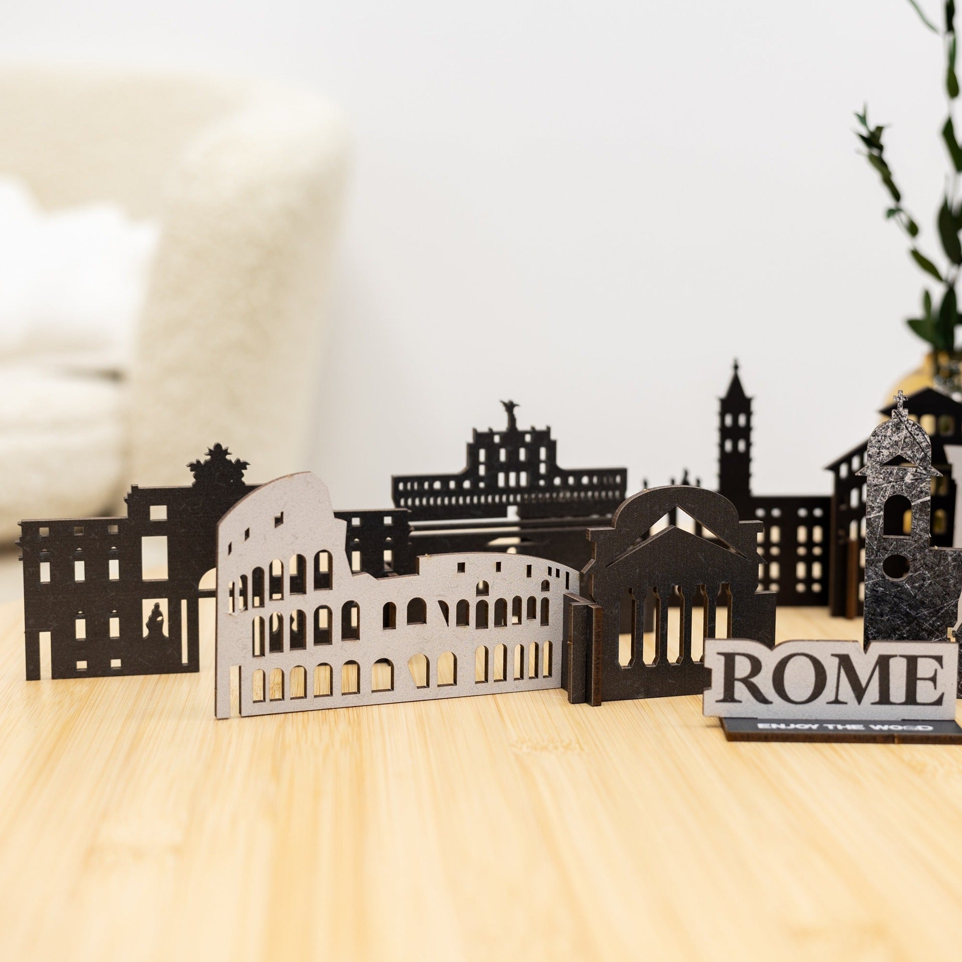 Wooden Rome City Skyline Decor Model – Travel Souvenir Gift