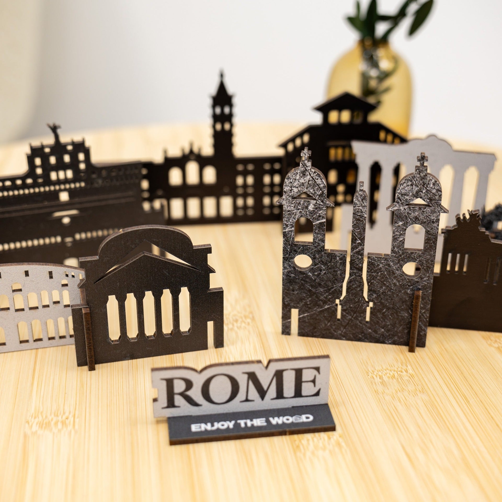 Wooden Rome City Skyline Decor Model – Travel Souvenir Gift