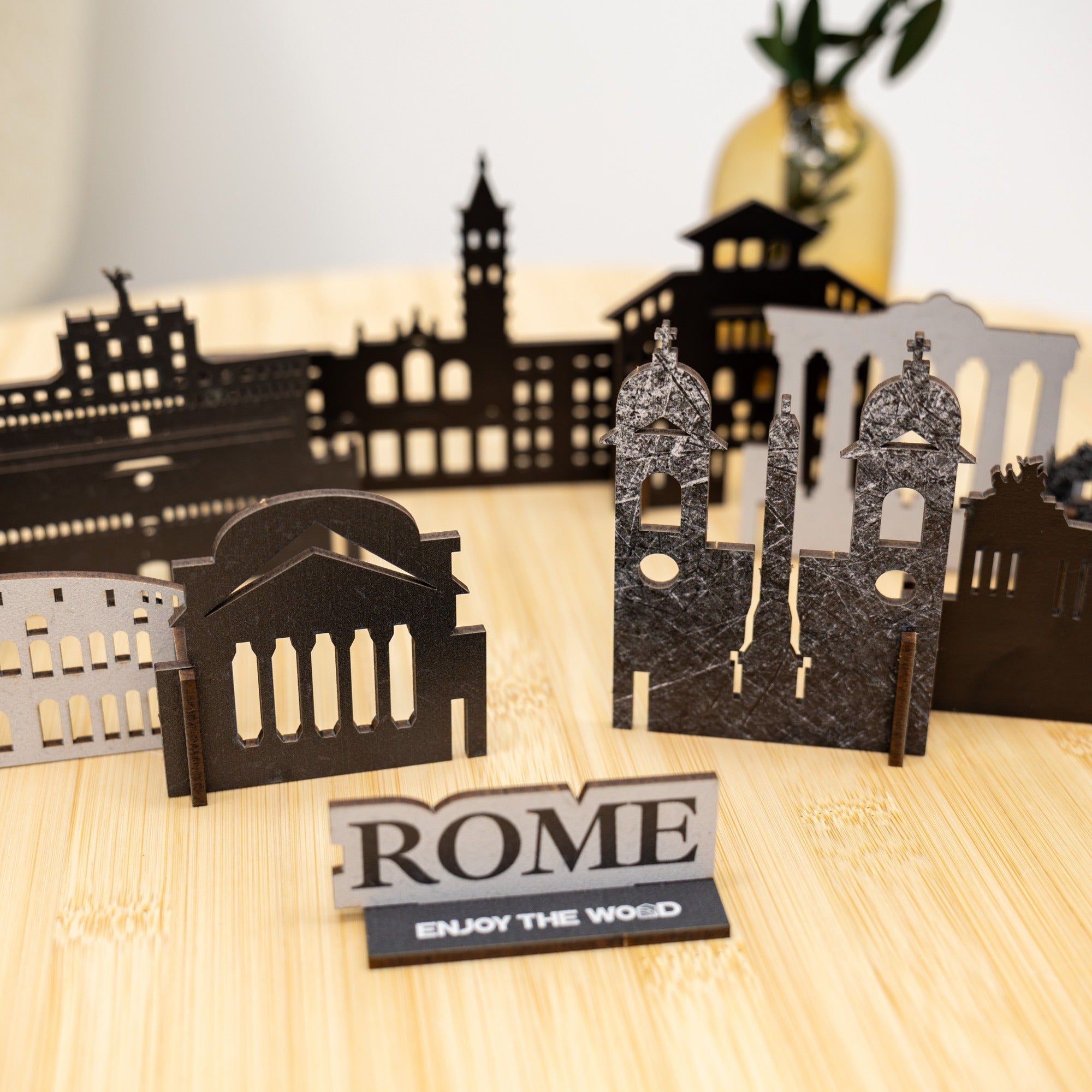 Wooden Rome City Skyline Decor Model – Travel Souvenir Gift