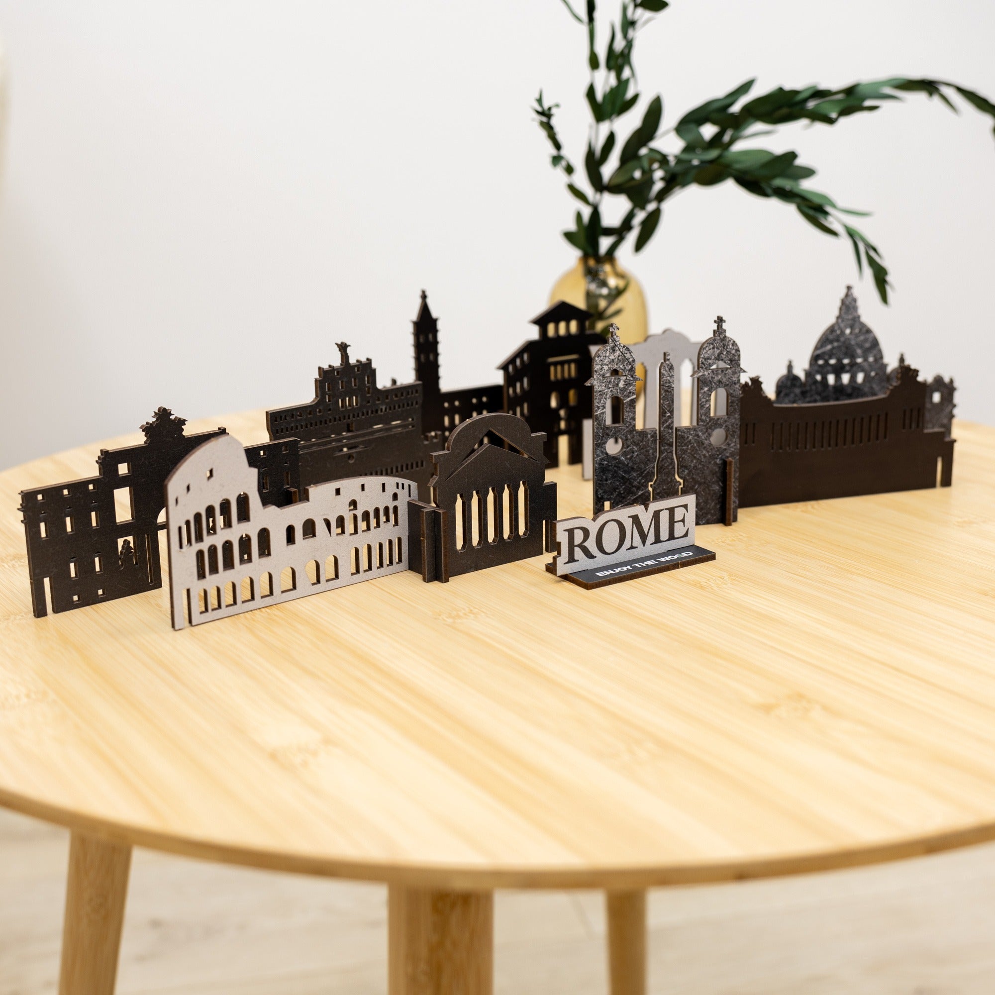 Wooden Rome City Skyline Decor Model – Travel Souvenir Gift