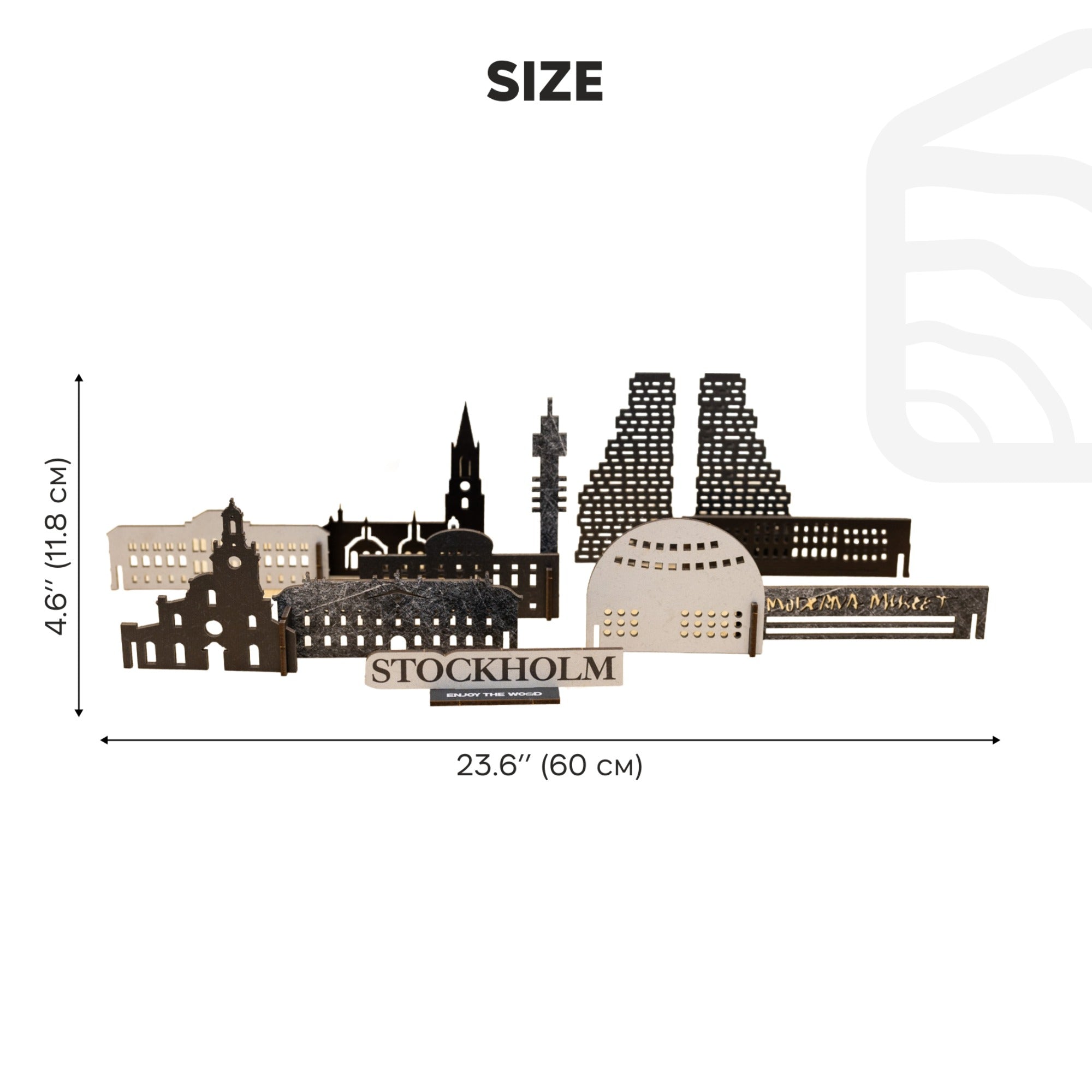 Stockholm Wooden City Skyline Map Decor - Nordic Travel Souvenir