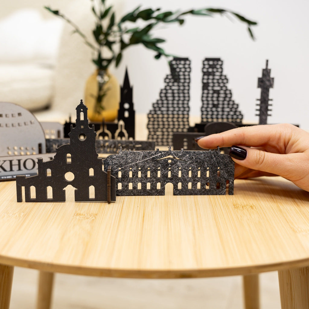 Stockholm Wooden City Skyline Map Decor - Nordic Travel Souvenir