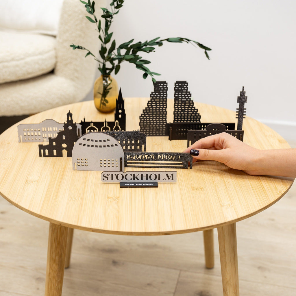 Stockholm Wooden City Skyline Map Decor - Nordic Travel Souvenir