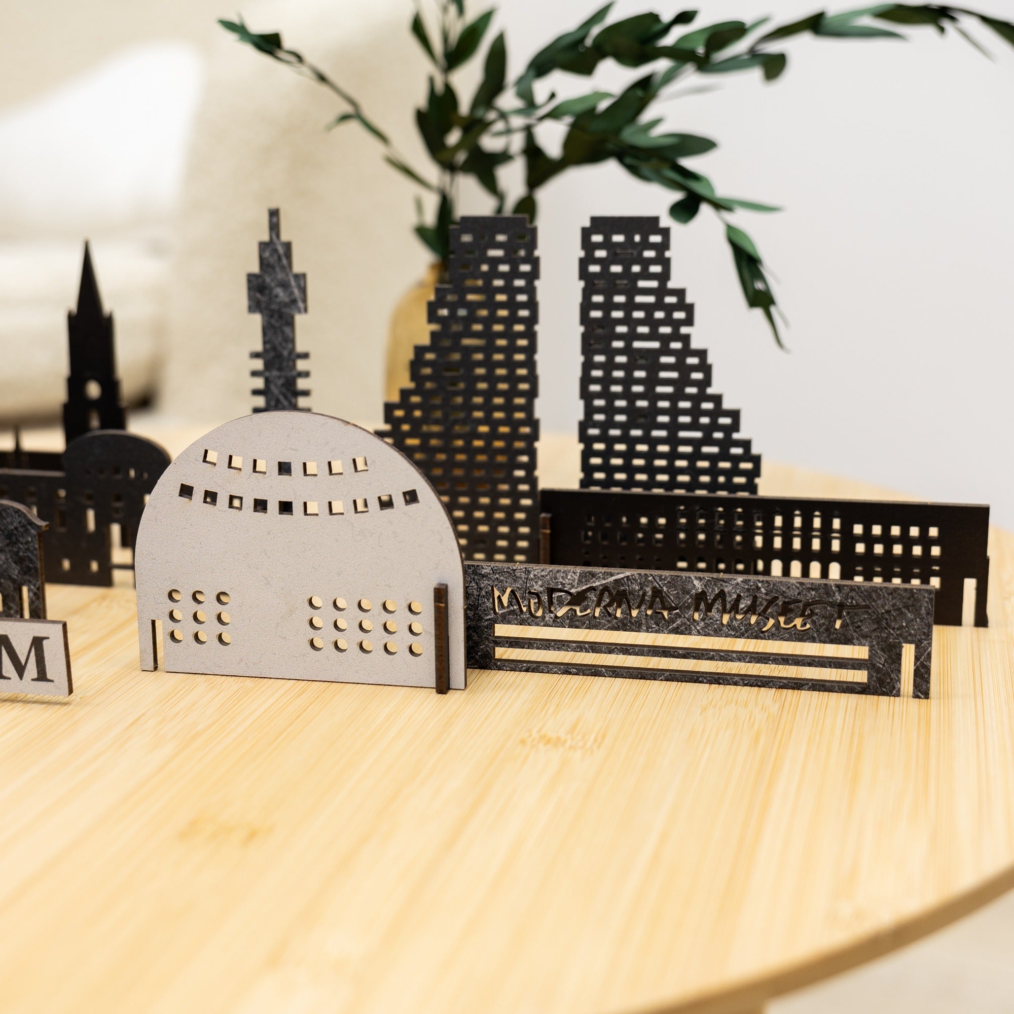 Stockholm Wooden City Skyline Map Decor - Nordic Travel Souvenir