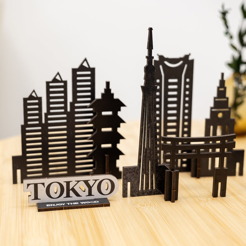 Tokyo Wooden City Skyline Decor - Handcrafted Travel Souvenir