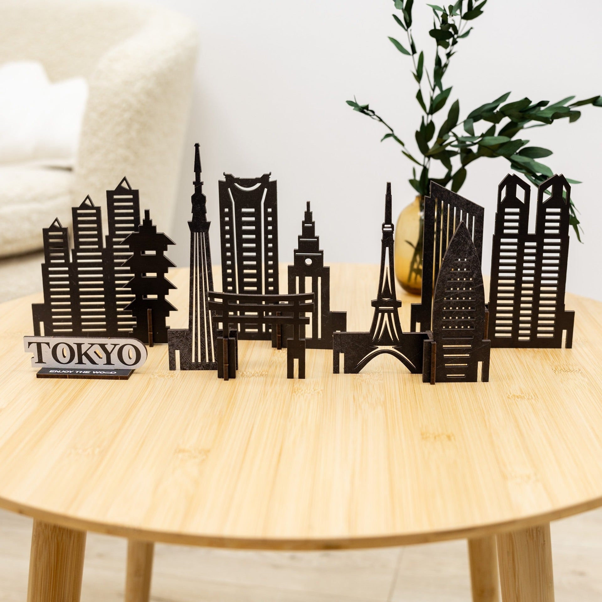 Tokyo Wooden City Skyline Decor - Handcrafted Travel Souvenir