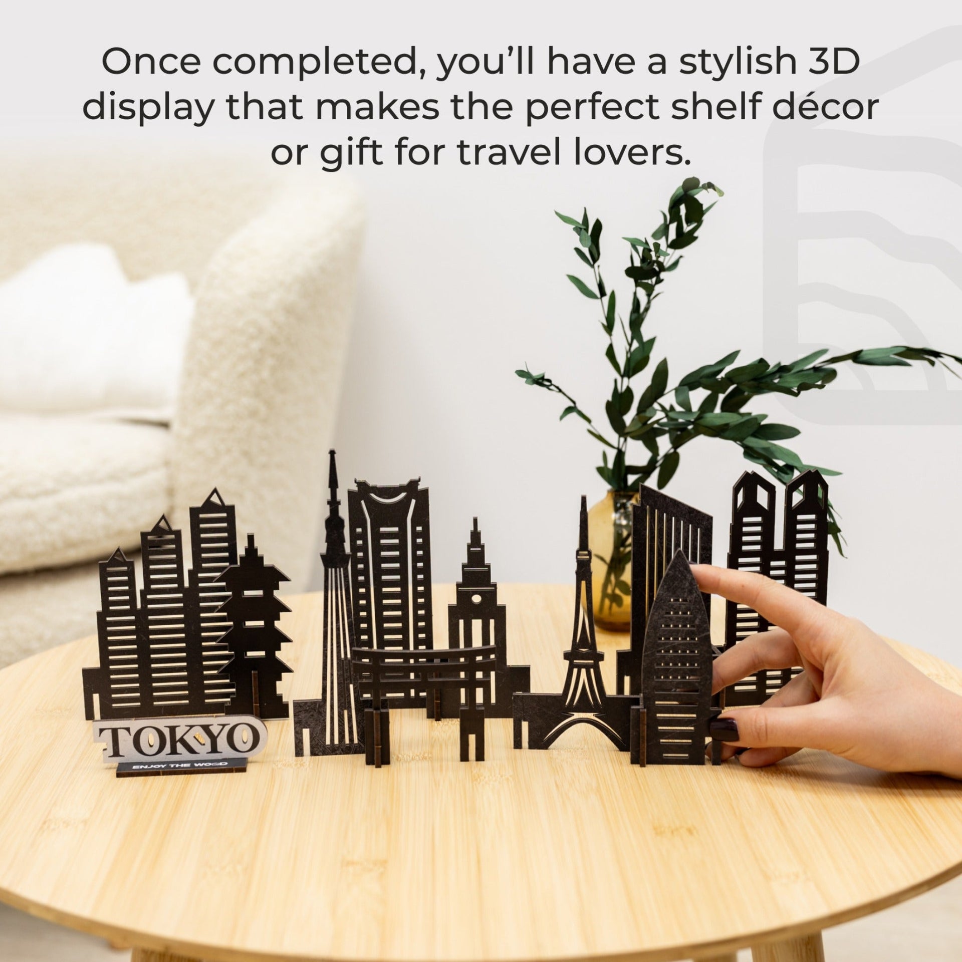 Tokyo Wooden City Skyline Decor - Handcrafted Travel Souvenir