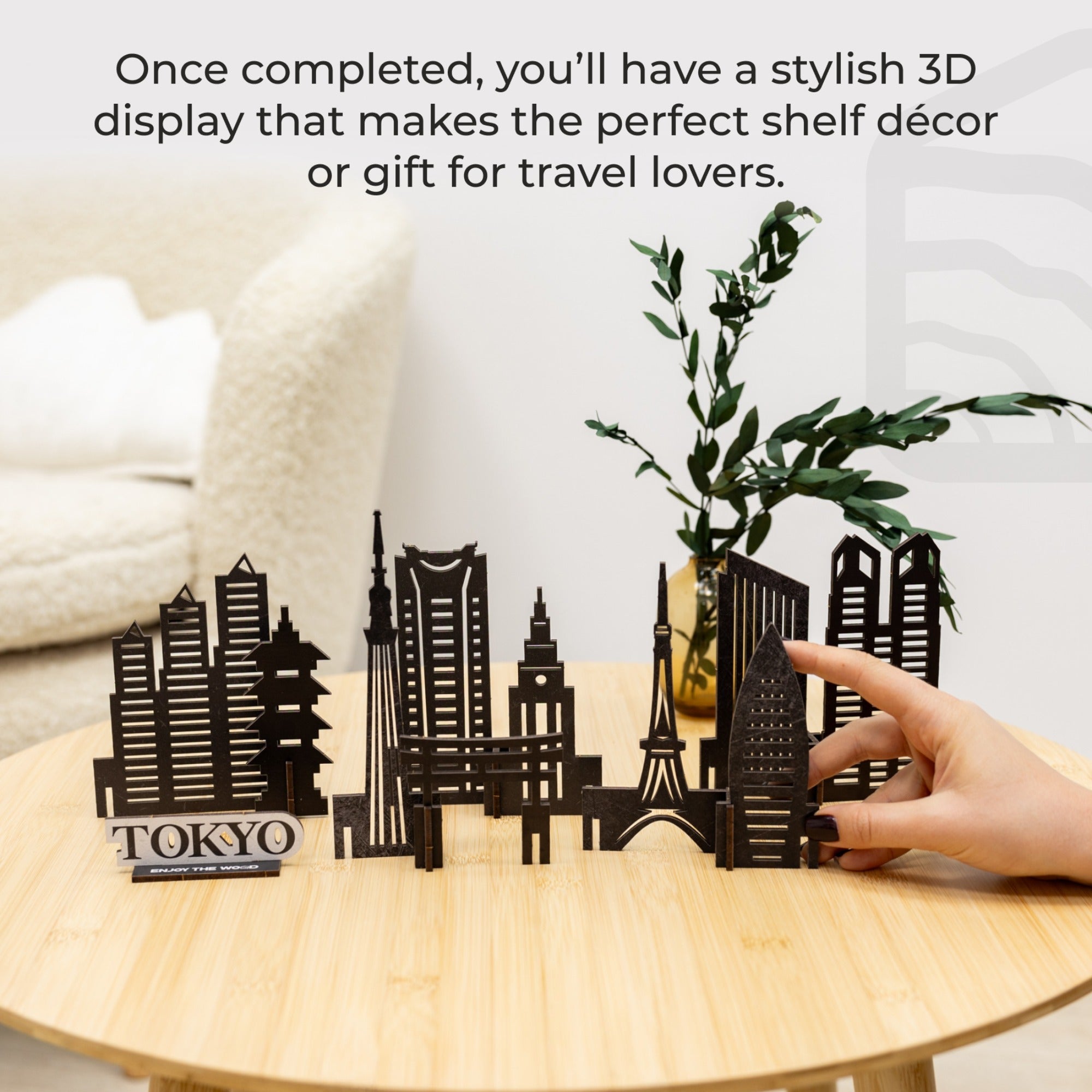 Tokyo Wooden City Skyline Decor - Handcrafted Travel Souvenir
