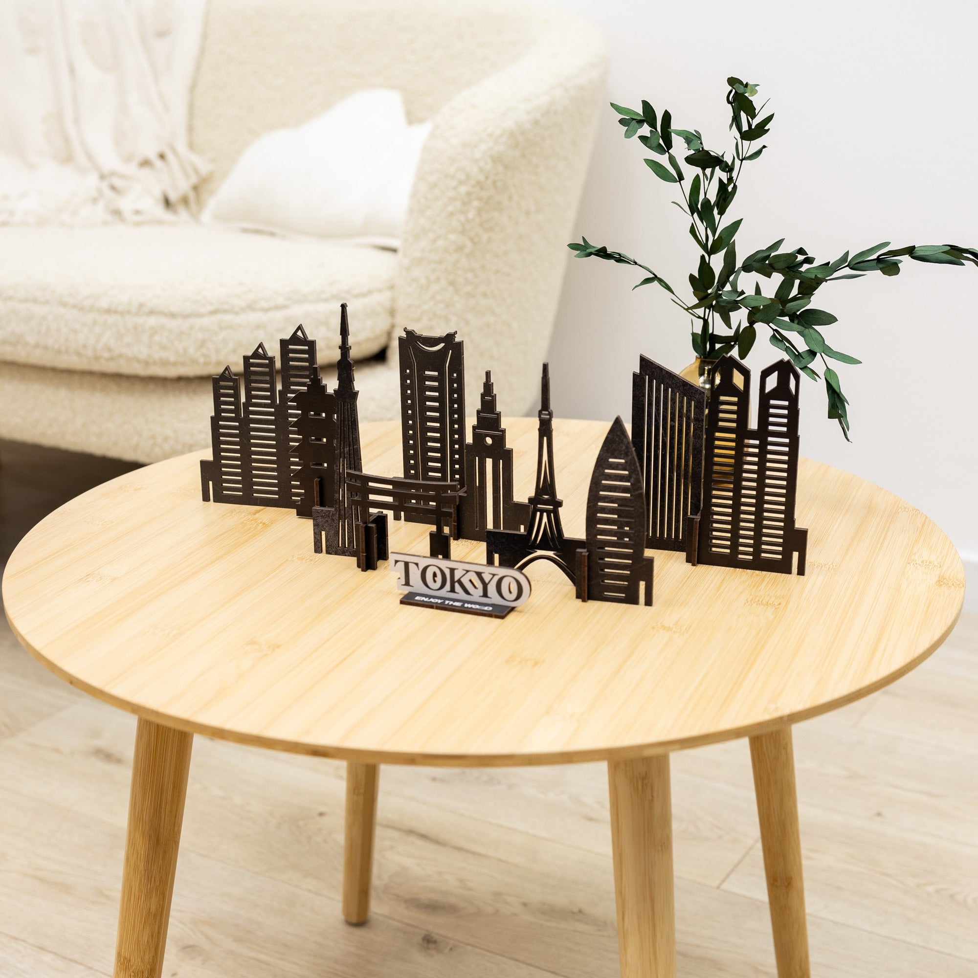 Tokyo Wooden City Skyline Decor - Handcrafted Travel Souvenir