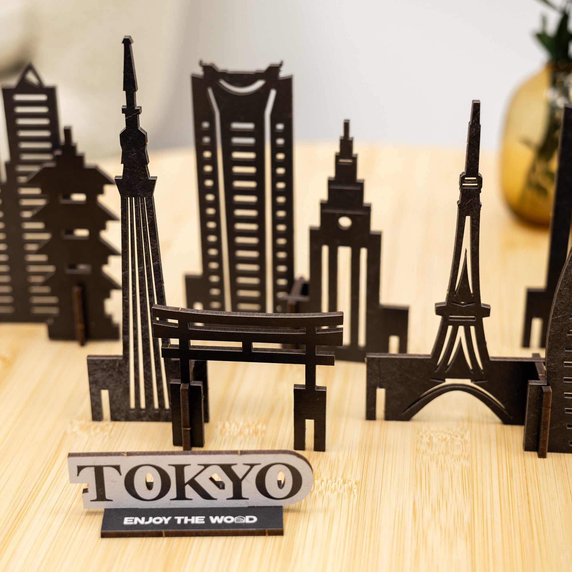 Tokyo Wooden City Skyline Decor - Handcrafted Travel Souvenir