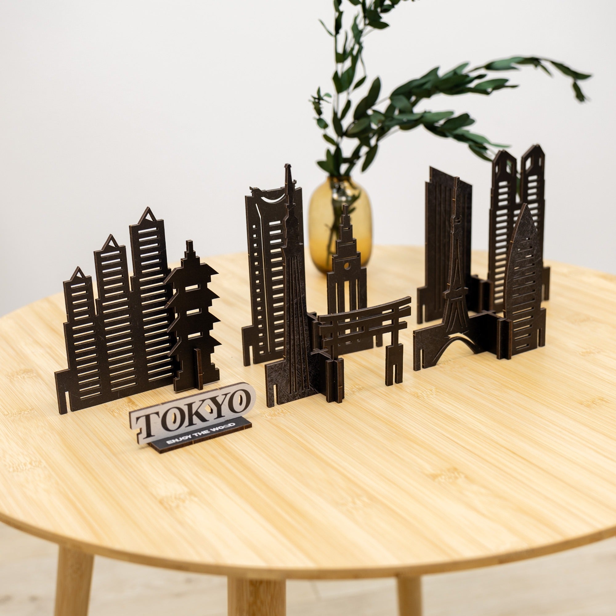 Tokyo Wooden City Skyline Decor - Handcrafted Travel Souvenir