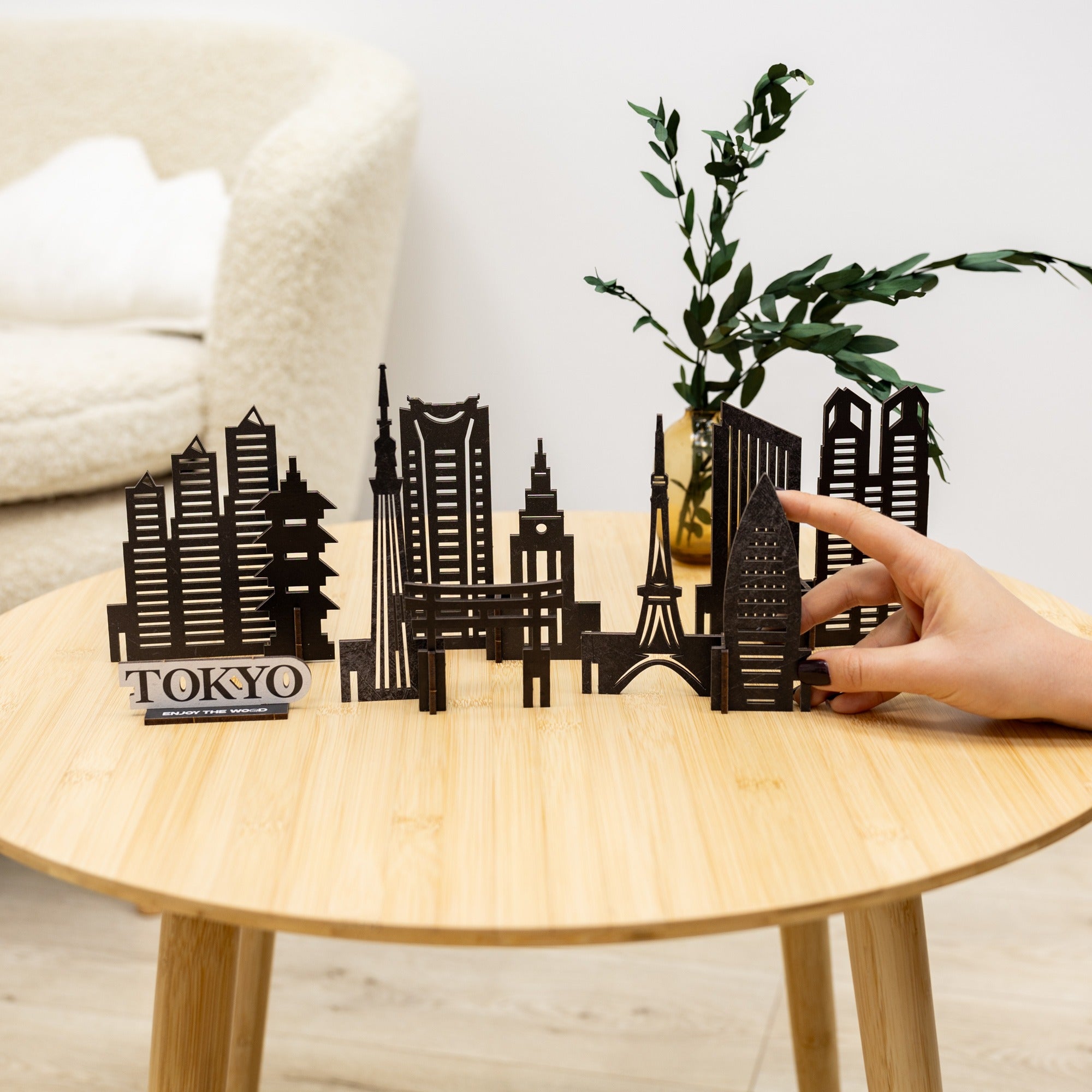 Tokyo Wooden City Skyline Decor - Handcrafted Travel Souvenir