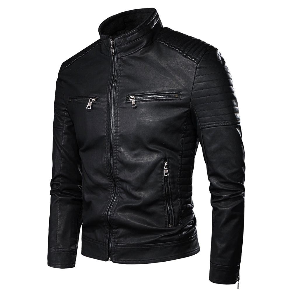Men Autumn New Casual Vintage PU Leather Jacket Men's Motorcycle Luxury Leather Jacket Men’s Black Jacket For Ridding Motor Bike Outdoor Elegant Jacket For Men Winter Classic Brown Jackets