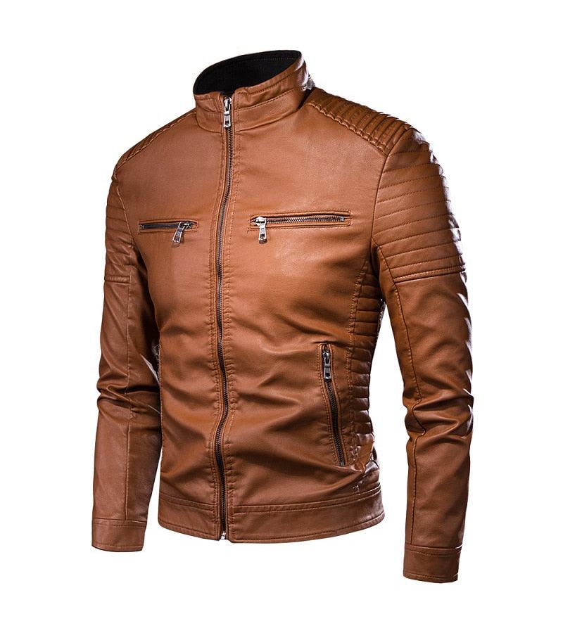 Men Autumn New Casual Vintage PU Leather Jacket Men's Motorcycle Luxury Leather Jacket Men’s Black Jacket For Ridding Motor Bike Outdoor Elegant Jacket For Men Winter Classic Brown Jackets