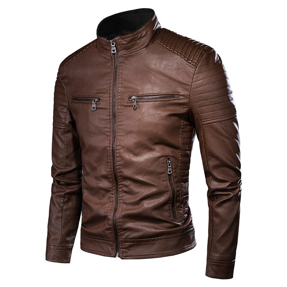 Men Autumn New Casual Vintage PU Leather Jacket Men's Motorcycle Luxury Leather Jacket Men’s Black Jacket For Ridding Motor Bike Outdoor Elegant Jacket For Men Winter Classic Brown Jackets