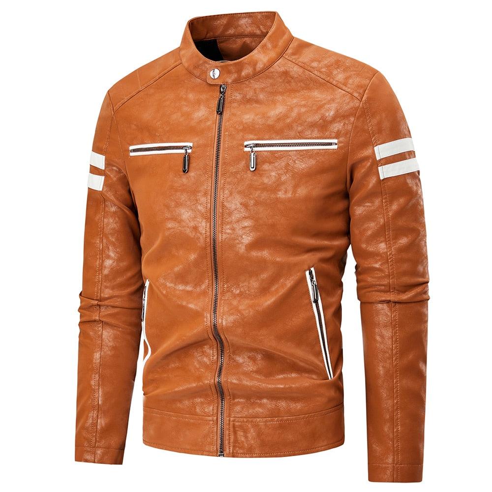 Men Autumn New Casual Vintage PU Leather Jacket Men's Motorcycle Luxury Leather Jacket Men’s Black Jacket For Ridding Motor Bike Outdoor Elegant Jacket For Men Winter Classic Brown Jackets