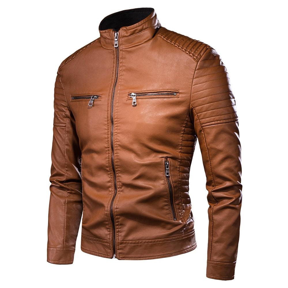 Men Autumn New Casual Vintage PU Leather Jacket Men's Motorcycle Luxury Leather Jacket Men’s Black Jacket For Ridding Motor Bike Outdoor Elegant Jacket For Men Winter Classic Brown Jackets
