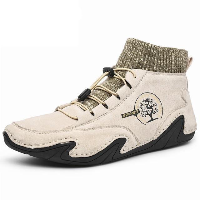 Men's Beige Canvas Casual Walking Sneakers Lightweight Sports Flats