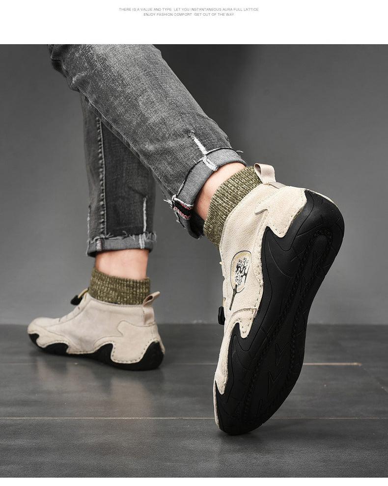 Men's Beige Canvas Casual Walking Sneakers Lightweight Sports Flats