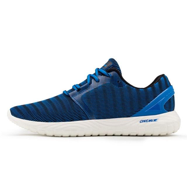 Blue lightweight breathable mesh slip-on sneakers for men