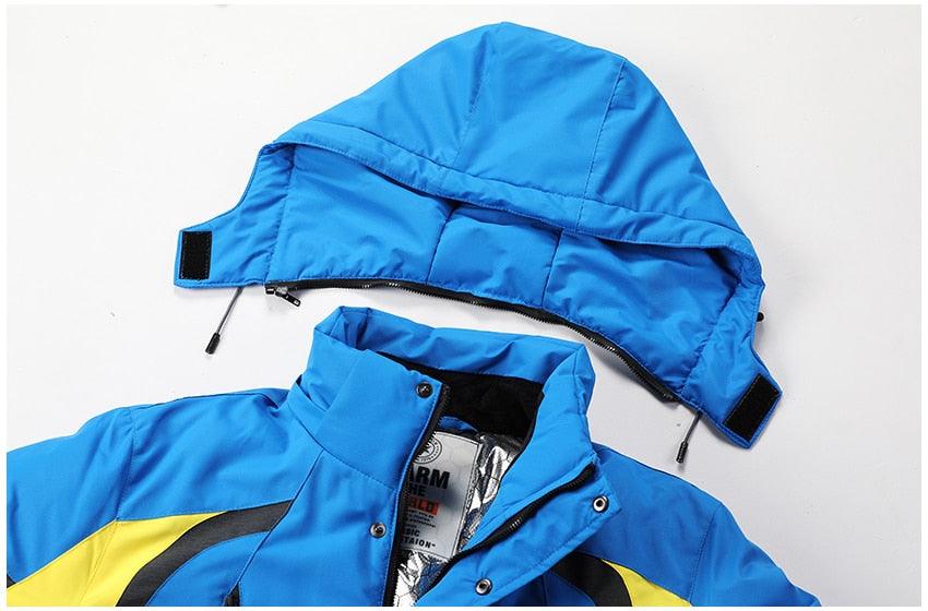 Men's Waterproof Winter Ski Jacket with Detachable Hood