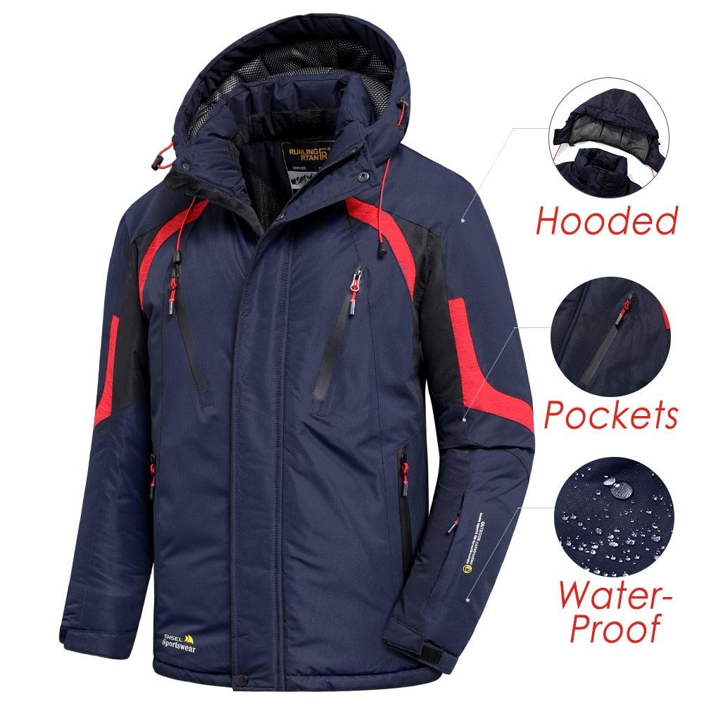 Men's Waterproof Winter Ski Jacket with Detachable Hood