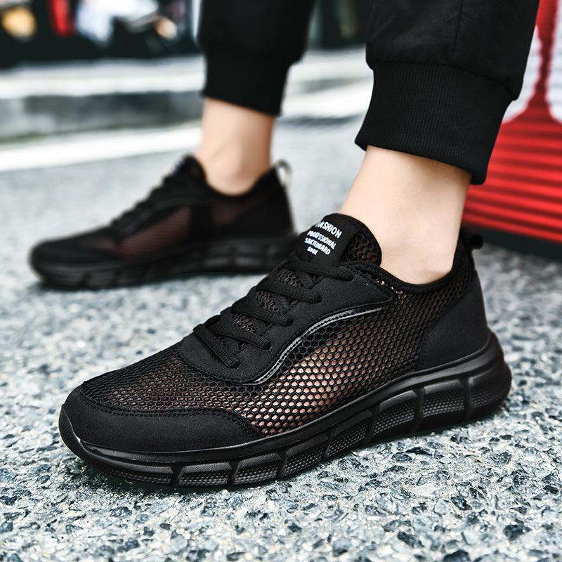 Lightweight Men’s Casual Black Mesh Running Sneakers
