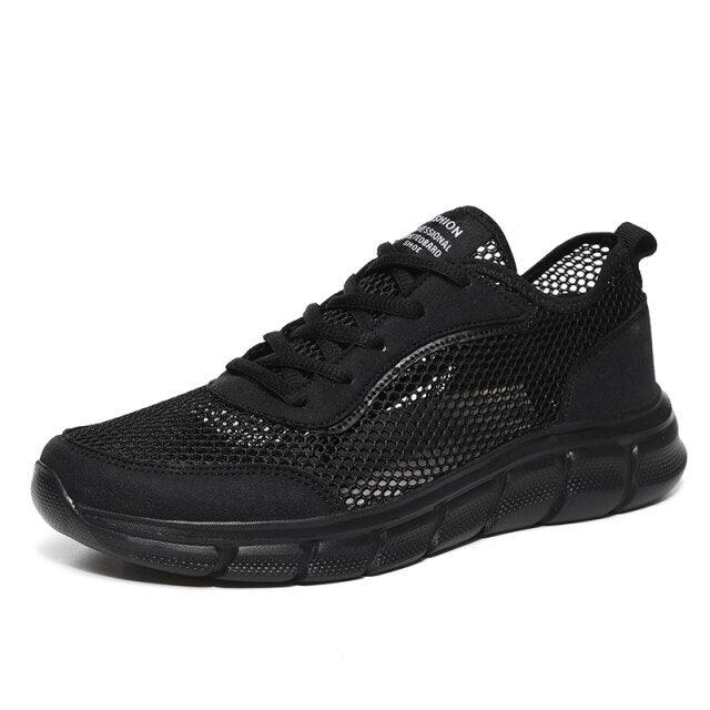 Lightweight Men’s Casual Black Mesh Running Sneakers