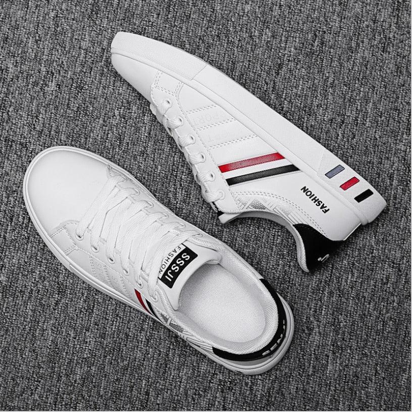 Men’s Water-Resistant White Fashion Sneakers for Business Casual