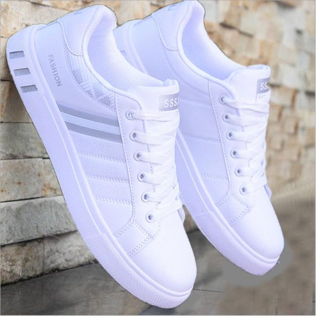 Men’s Water-Resistant White Fashion Sneakers for Business Casual