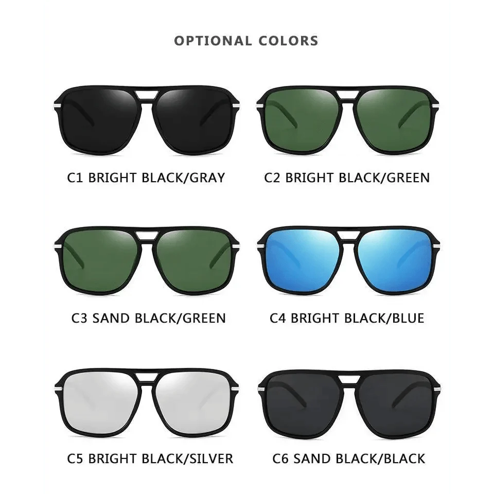 Square Polarized Sunglasses for Men Vintage Driving Sun Glasses