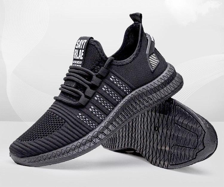 Men’s Lightweight Knit Trainers with Orange Sole