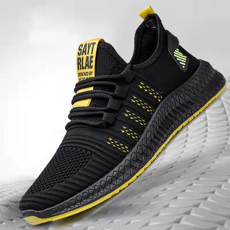 Men’s Lightweight Knit Trainers with Orange Sole