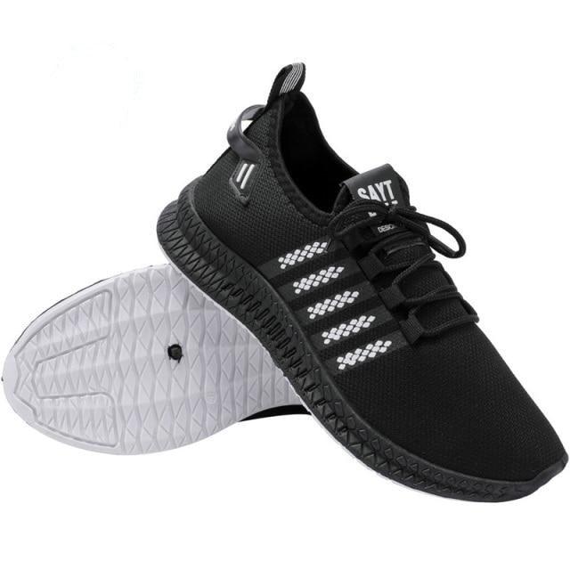 Men’s Lightweight Knit Trainers with Orange Sole