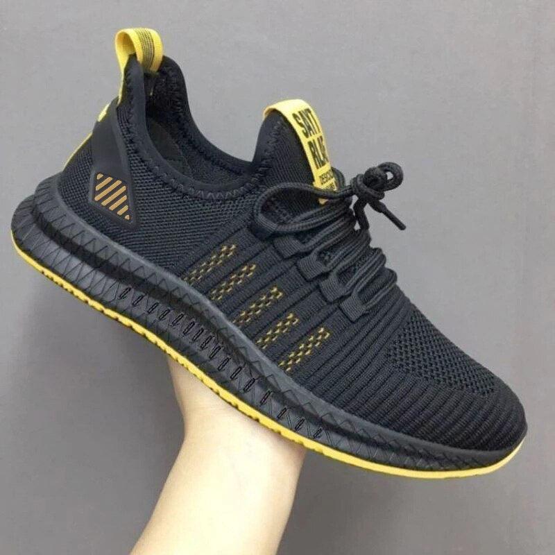 Men’s Lightweight Knit Trainers with Orange Sole