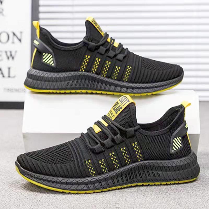 Men’s Lightweight Knit Trainers with Orange Sole