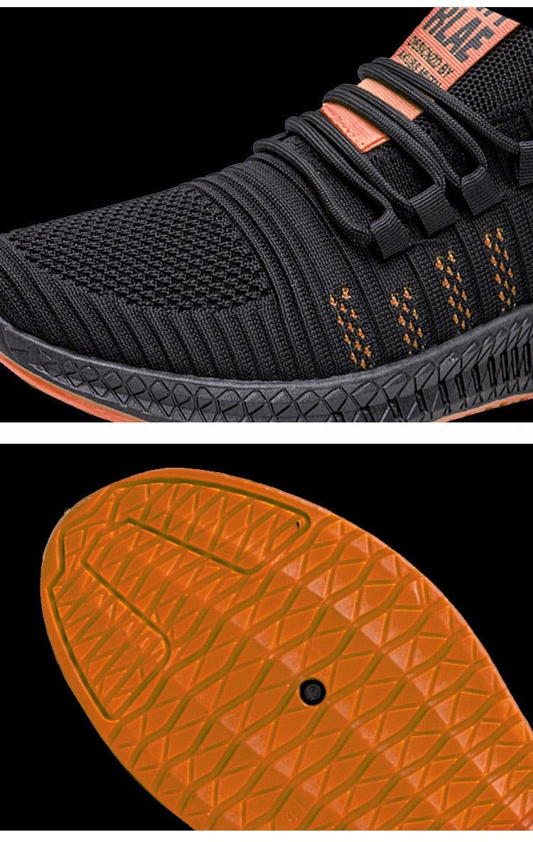 Men’s Lightweight Knit Trainers with Orange Sole
