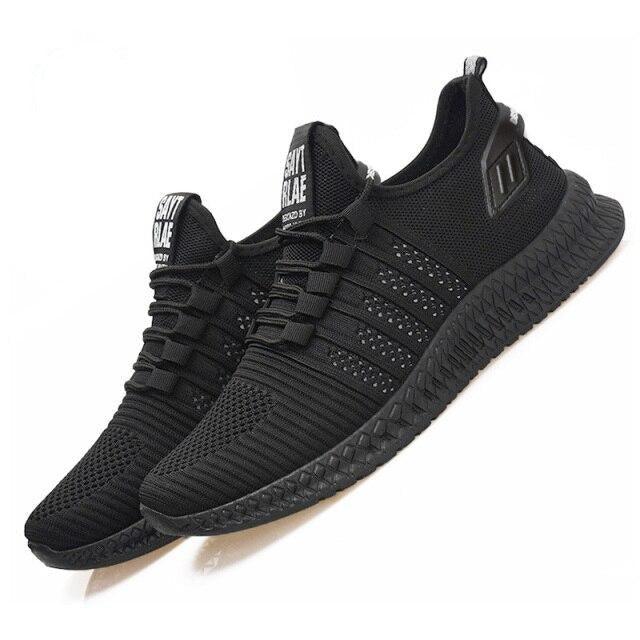 Men’s Lightweight Knit Trainers with Orange Sole
