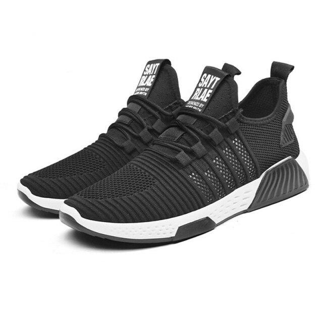 Men’s Lightweight Knit Trainers with Orange Sole