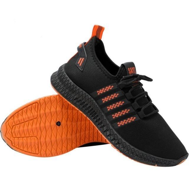 Men’s Lightweight Knit Trainers with Orange Sole