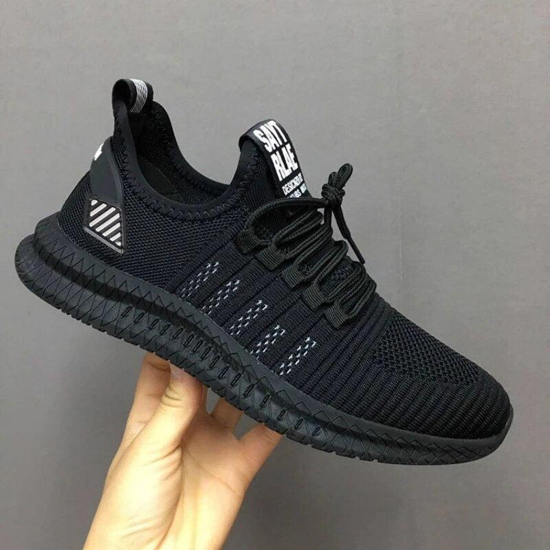Men’s Lightweight Knit Trainers with Orange Sole
