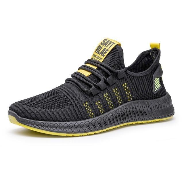 Men’s Lightweight Knit Trainers with Orange Sole